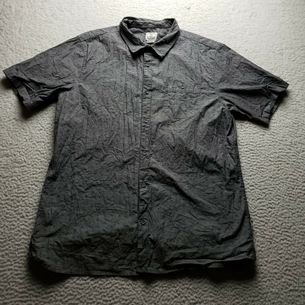 Voyager Shirt Mens XL Gray Geometric Short Sleeve Stretch Button-Up Casual